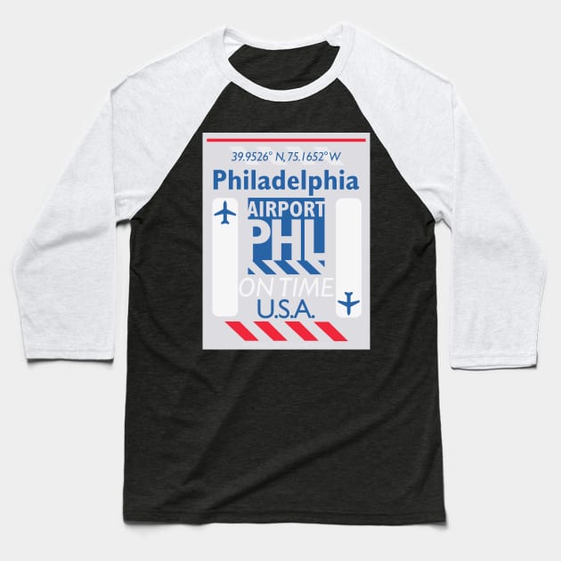 PHL Philadelphia airport code 27092021 design Baseball T-Shirt by Woohoo